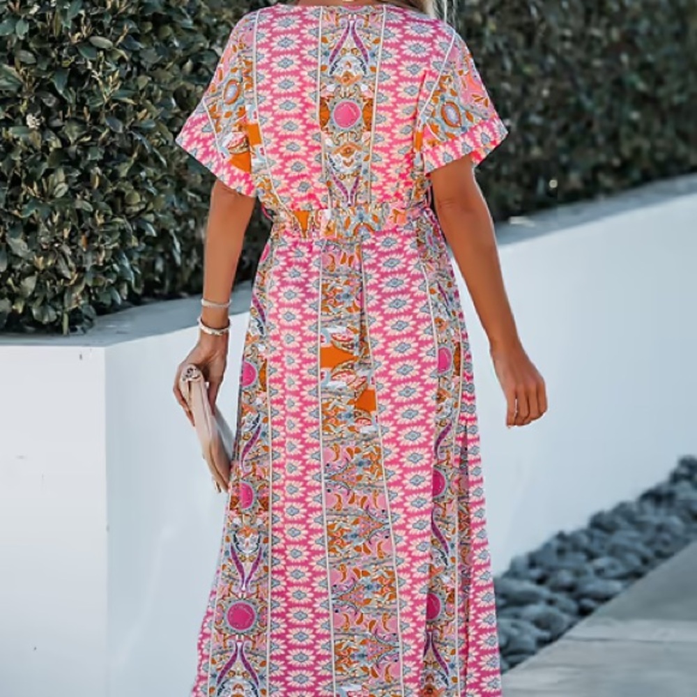 Pink Patterned Maxi Dress - Picture 2 of 6